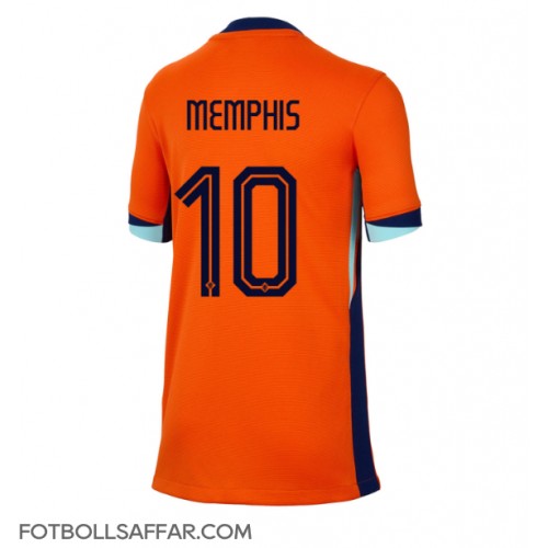 Nederländerna Memphis Depay #10 Hemmatröja Dam EM 2024 Kortärmad